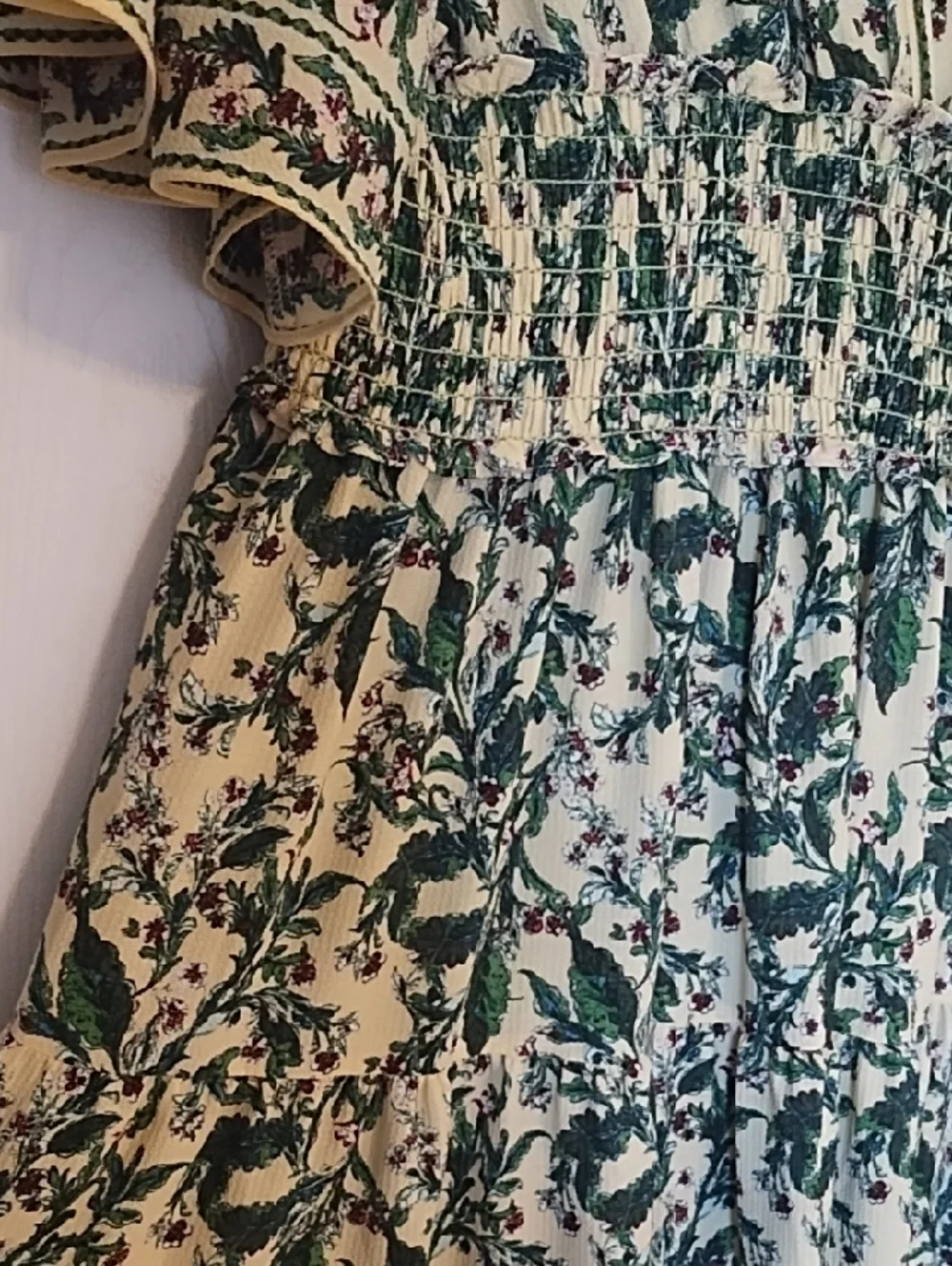 Max Studio Cream Maxi Dress with Green Floral Print - Picture 5 of 5